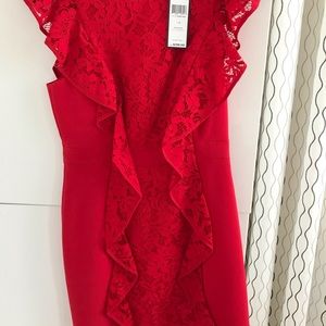 Bcbgmaxazria Ruffled Lace Sheath Dress